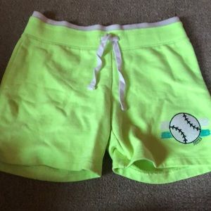 Neon green justice softball shorts